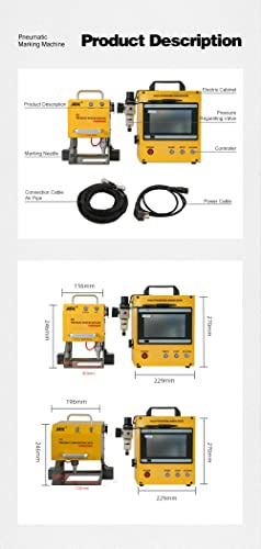 US Stock 100W Pneumatic Dot Peen Metal Marking Machine Engraving Size 120x50mm(4.7X2inch) with Digital Control Depth 0.02-1 mm Pneumatic Metal XINCHENG PRECISION