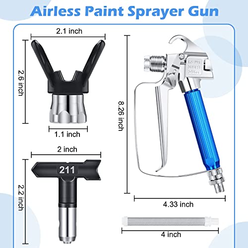 Zhengmy 12 Pieces Airless Paint Sprayer Gun with Nozzle Guard 5 Spray Tips and 5 Airless Paint Spray Gun Filter for Airless Spraying Machine Paint Zhengmy