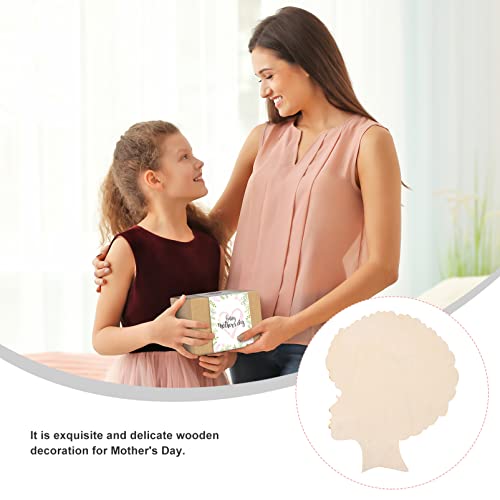 SEWACC Mother's Day Wood Chips DIY Ladies Gift Mother and Son Gifts Mother s Day Crafts Wreath African Girl Wooden Cutouts Girl Mom Gifts Wreath Head SEWACC