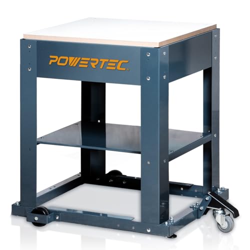 POWERTEC UT1008 Planer Stand with Wheels, 23-1/16" x 20-1/8" x 29.5" Melamine MDF Table Top, Multi-Purpose Storage Mobile Base for Woodworking POWERTEC