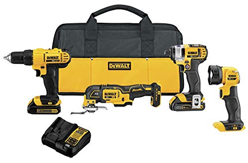 DEWALT 20V MAX Power Tool Combo Kit, 4-Tool Cordless Power Tool Set with 2 Batteries and Charger (DCK444C2) DEWALT