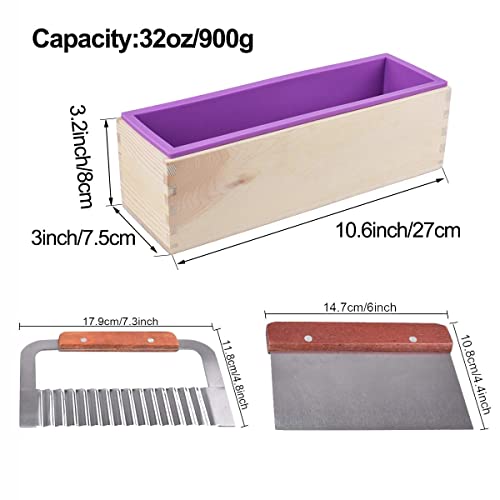 Silicone Soap Molds, 5 Pcs Rectangular Wooden Silicone Soap Mold Set with Wood Soap Cutter Mold and Wavy & Straight Planer Cutting Tool Set for DIY EVINIS