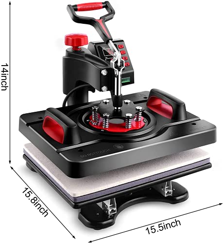 AKEYDIY Upgraded 5 in 1 Heat Press Machine Digital Combo Sublimation Heat Transfer Machine12" X 15"Swing Away Shirt Printing Sublimation Machine AKEYDIY