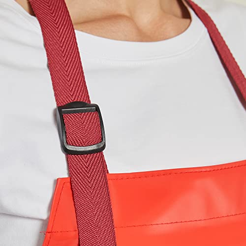 RECECASA Waterproof Vinyl Apron - Lined Linen, Chemical Resistant Work Apron Safe Cloth - for DishWashing, Lab Work, Butcher, Dog Grooming, Cleaning RECECASA