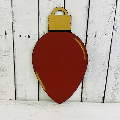 Christmas Light Bulb Unfinished Cutout, Wooden Shape, Paintable DIY Build-A-Cross
