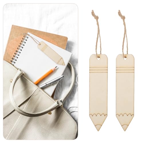 KALLORY Wood Blank Bookmarks DIY Wooden Craft Bookmark Unfinished Wood Cutouts Wood Shapes for Crafts Wood Bookmark Signs Unfinished Wood Crafts KALLORY