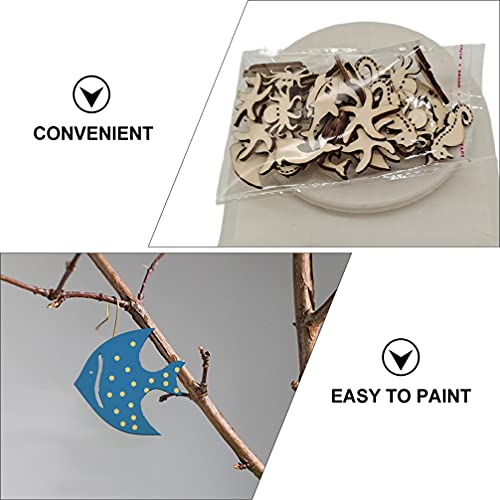 TOYANDONA 50Pcs Unfinished Wooden Cutouts Ocean Animals Wooden Paint Crafts for Kids Home Decor Ornament DIY Craft Art Project Octopus Shark Whale TOYANDONA