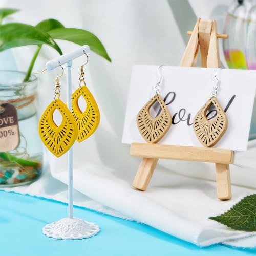 NBEADS 392 Pcs Earring Making Kits, Wooden Earring Dangle Water Drop Pendants Charms with Earring Hooks and Jump Rings for Jewelry Earring Makings NBEADS