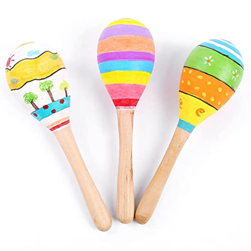 SUPVOX 8 Pcs DIY Wood Maracas Unfinished Hand Painted Maracas Party Favors Mini Wooden Fiesta Maracas for Kids Painting Craft Mexican Fiesta Birthday SUPVOX