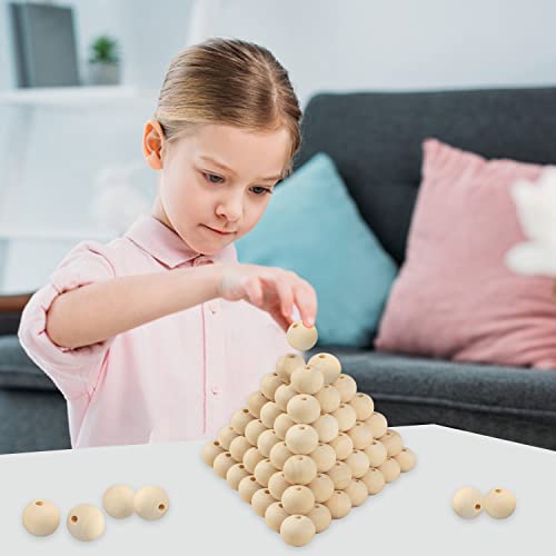 300 PCS Wood Beads, 1 Inch Diameter Wooden Beads for Crafts, Unfinished Wood Beads with Hole for Crafts, Various Jewelry Making, Car Seat Cushions, GNIEMCKIN