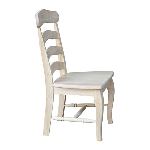 International Concepts Country french Chair with Solid Seat, Unfinished IC International Concepts