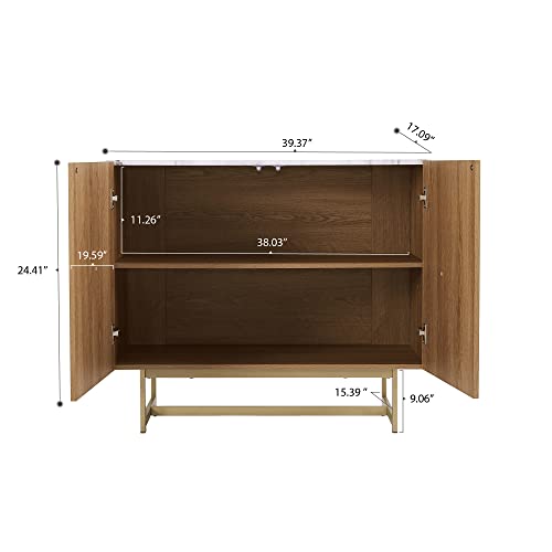 roomfitters 39" Modern Sideboard Buffet Cabinet, Herringbone Pattern Mid-Century Credenza with Doors, Media Console with Storage, Wine Cabinet for roomfitters