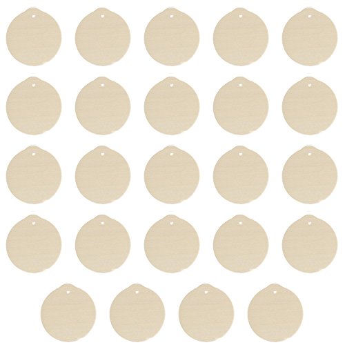 Package of 24 Unfinished Round Wood Christmas Ornaments - Ready to Be Painted and Decorated Factory Direct Craft