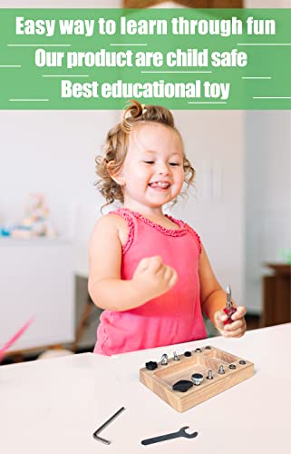 Montessori Screwdriver Board Set, Real 17 Pcs & 12 Holes Fine Motor Skills 3 4 5 +Kids Patience Basic Life Skill Educational Wooden STEM Toys for Deartisan