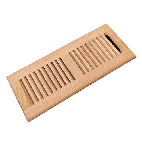 Razo Red Oak Wood Floor Register, Drop in Vent Cover with Damper, 4x12 Inch (Duct Opening), 3/4 Inch Thickness, Unfinished Razo