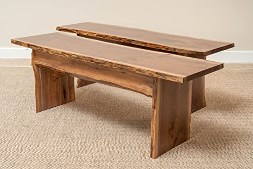 Live Edge Wooden Bench – Solid Wood Dining Bench – Rustic Home Décor Furniture – Natural Edge Wooden Slab Bench (4' Long, Walnut Wood with Clear Rustic Red Door Co.