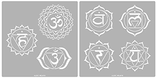 Aleks Melnyk #149 Chakra, Mandala, Wall Stencils, Yoga, Symbols for Meditation, Om Stencil Large, Metal Templates for Wood Burning, Crafts, - WoodArtSupply
