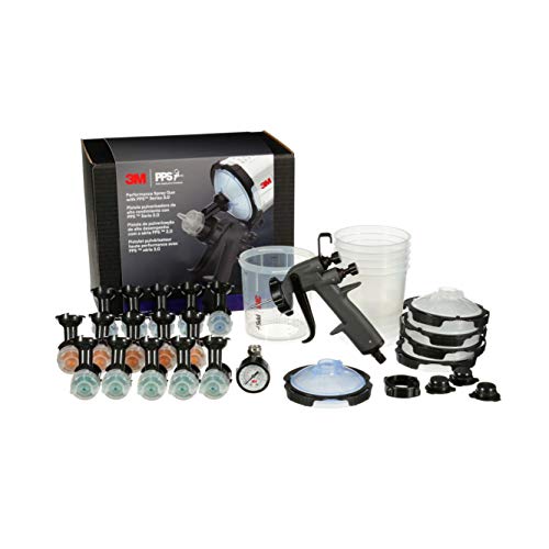 3M Performance Spray Gun Starter Kit, 26778, Includes PPS 2.0 Paint Spray Cup System, 15 Replaceable Gravity HVLP Atomizing Heads, Air Control Valve 3M
