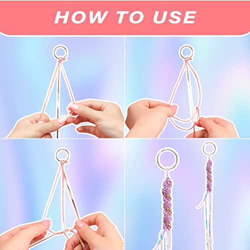 PP OPOUNT Glitter/Laser/Glow/Normal Lanyard String for Crafts, 24 Rolls Plastic Lacing String, Gimp Bracelet Making Kit for DIY Bracelets, Key PP OPOUNT