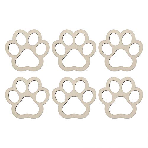 JANOU 6pcs Big Paw Shaped Wooden Cutouts Dog Cat Claws Cutouts Unfinished Wood Pet Paw Wood DIY Craft Embellishments Gift Ornaments Decoration, JANOU