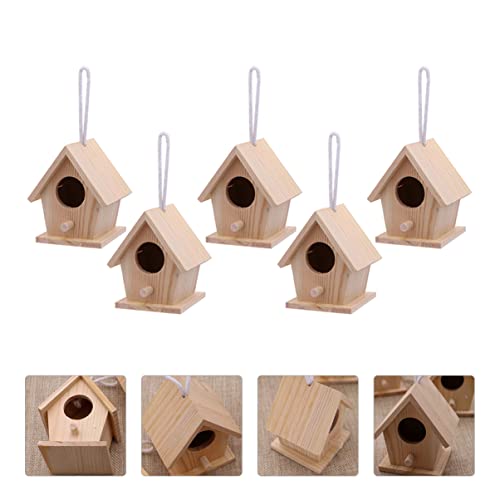 ARTIBETTER 5pcs Finch Breeding for of Home Decor Party to Imitation Paintable Handmade Tiny Easter Country Wooden Mini Throstle Outdoors Nest Pendant ARTIBETTER