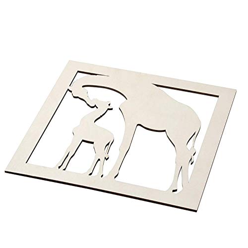 2-Piece Unfinished Wooden Giraffe Cutout Wall Art Decor for DIY Painting Crafts Brown Wood Unknown