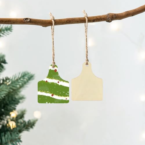 32 Pieces Wooden Cow Ear Tags Unfinished Wood Hanging Cow Tags Natural Blank Wooden Cutouts Labels Farmhouse DIY Wooden Tags with Ropes Xonzmmk
