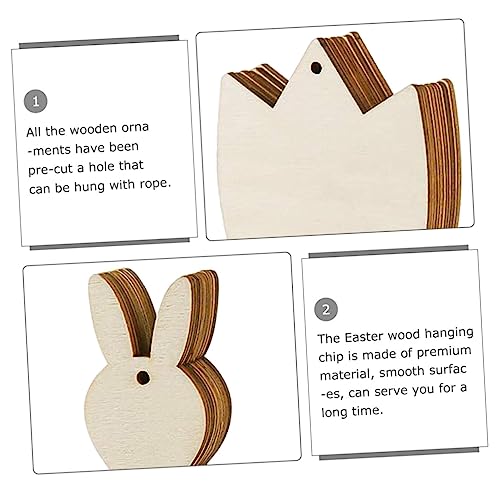 SEWOART 1 Set Easter Wood Chips Unfinished Wooden Pieces DIY Wood Chip Easter Egg Wooden Cutout Bunny Decorations Rabbit Decorations for The Home SEWOART