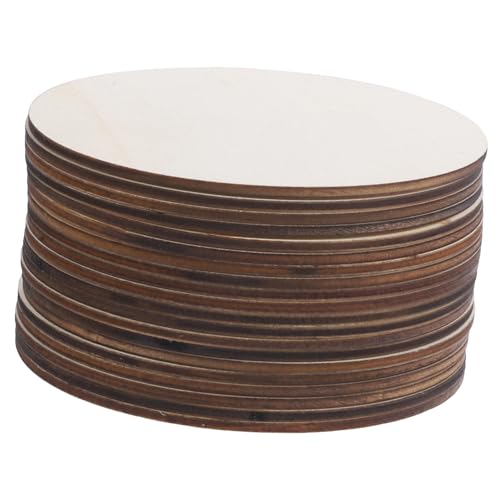 Tofficu 20pcs DIY Graffiti Wood Chips Christmas Decor Wooden Plate Decoupage Paper Round Cutout Tiles Unfinished Wood Circles Unfinished Wooden Board Tofficu