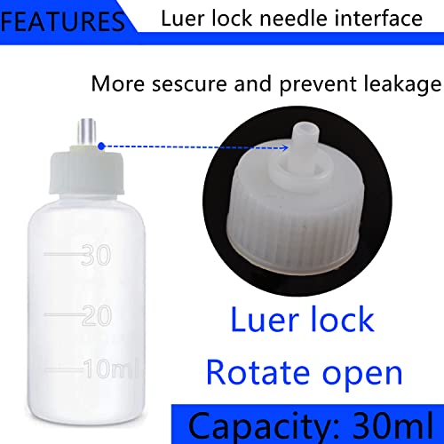 Expesumas 6 Pcs Glue Applicator Bottles, 30ml Plastic Squeezable Dropper Bottles with Blunt Needle Tip 14ga 16ga 18ga 20ga for Glue Applications, Expesumas