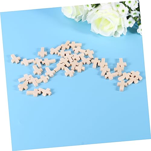 Tofficu 100pcs Unfinished Wooden Crosses Wood Cross Charms Unfinished Wood Cross Mini Wooden Crosses Wood Easter Cutouts Blank Wood Cutouts Cross Tofficu