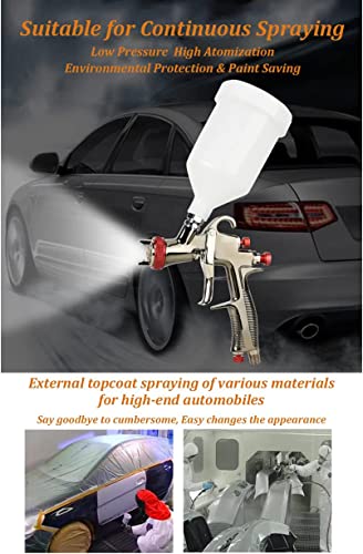 HIUHIU R500 LVLP Car Paint Spray Gun 1.3mm Nozzle, with Air Regulator and Oil-Water Separator,LVLP Automotive Air Spray Gun for Cars & House DIY HIUHIU