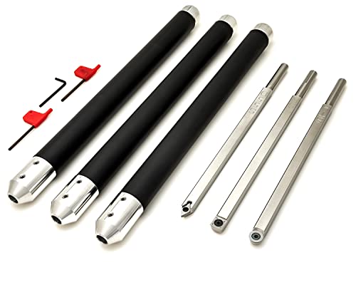 Simple Woodturning Tools Carbide Lathe Turning Tool Set of 3 Full Size with 17" Foam Grip Handles, USA Made Simple Woodturning Tools