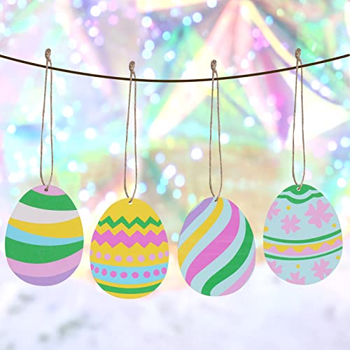 Yookat 50 Pieces Easter Egg Wooden Cutout Unfinished Wood Easter Egg Ornaments Egg Wood DIY Crafts Cutouts Easter Egg Unfinished Wood Slices for Yookat