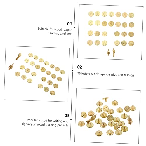 Anneome 1 Set Letter Soldering Iron Embossing Burning Tips Wood Burner Pyrography Letters DIY Tools Wood Burning Letters Letter Stencil DIY Kits Iron Anneome