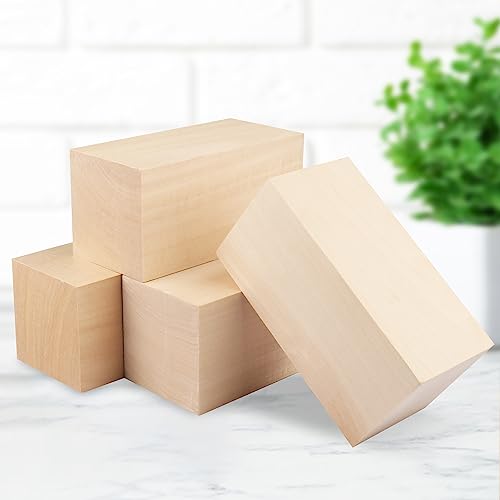 2 Pack Basswood Carving Blocks, 6x3x3 Inches Basswood Blocks for Beginner to Advanced Carvers, Ideal for DIY Projects and Gifts, Soft and Smooth, GNIEMCKIN