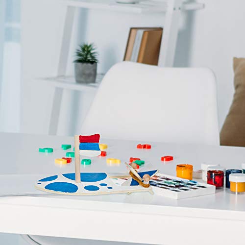 Gejoy 8 Pieces DIY Wooden Sailboat Rubber Band Paddle Boat Paint and Decorate Wooden Sailboat for Birthday Carnival Party DIY Craft Gejoy