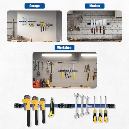 Magnetic Tool Holder, Heavy-Duty 18 Inch Rack, Magnetic Wrench Rack, Magnetic Strip For Walls, Garage Accessories, Shed and Shop Magnetic Organizer, EHOMEA2Z