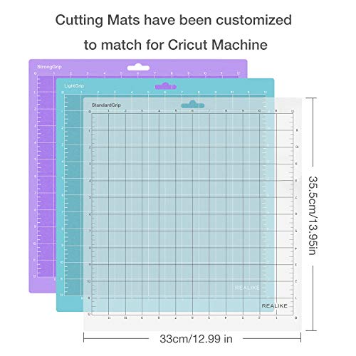 REALIKE 12x12 Cutting Mat for Cricut Maker 3/Maker/Explore 3/Air 2/Air/One(3 Mats), Gridded Adhesive Non-Slip Cut Mat for Crafts, Quilting, Sewing REALIKE