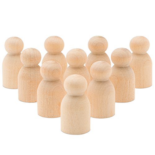 Wooden Peg Doll Baby Shape 1-1/8 inch, Pack of 50 Small Peg Dolls for Crafting, Miniature Figures, and Small World Play Woodpeckers