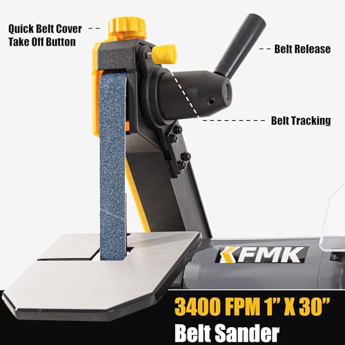 KFMK High Speed 6" Bench Grinder & 1"x30" Belt Sander Combo, Bench Belt Sander & Grinder for Metalworking, Belt Grinder for Knife Making, sharpening KFMK