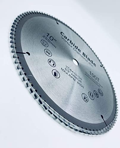 VORTEX DIAMOND VAB 10 Inch 100 Teeth TCT Non-Ferrous Metal Circular Saw Blade with 5/8" Arbor (10 Inch 100 Teeth) VORTEX DIAMOND