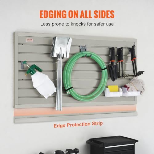 VEVOR Slatwall Panels, 4 ft x 1 ft Gray Garage Wall Panels 12"H x 48"L (Set of 2 Panels), Heavy Duty Garage Wall Organizer Panels Display for Retail VEVOR