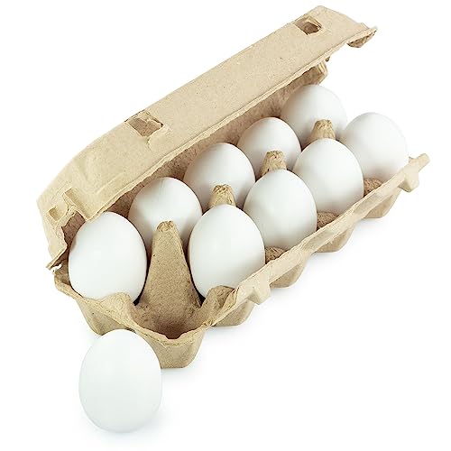 Ulanik Unfinished Wooden Eggs Toddler Montessori Toys for 3 Year Old + Blank Fake Eggs Game for Sensory Play & DIY Artificial Eggs for Laying Ulanik