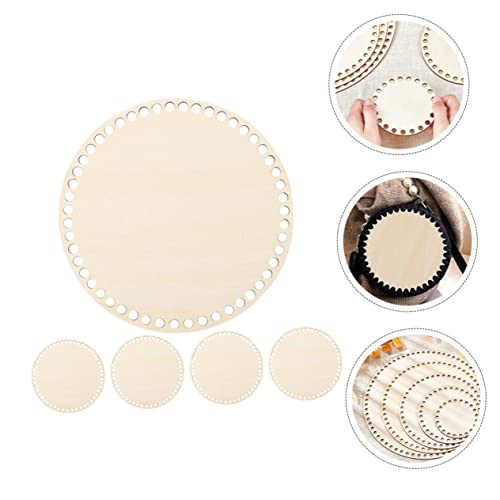 Ciieeo 10 Pcs Woven Bag Base Round Purse Knitted Tote Bag Woven Baskets DIY Wood Bag Bottom Crochet Basket Kit Basket Weaving Kit Wood Crocheting Bag Ciieeo