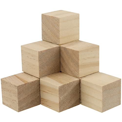 KEILEOHO 100 PCS 1.25 Inch Small Wooden Blocks, Unfinished Wooden Cubes, Solid Blank Square Blocks for Crafts, Painting, Puzzle Making, Decorating, KEILEOHO