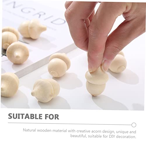 VILLCASE 60 pcs Woody Acorn Unfinished Wood Toys peg Dolls Acorns Wood Acorn Toy Mini Acorn Toys Unfinished Wood Crafts Home Supplies Wood Toys for VILLCASE