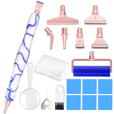 Praise V Do Diamond Painting Art Drill Pen Kit with Screw Stainless Steel Silver Metal Tip Nibs Placers Roller Tool Accessories, Ergonomic Diamond