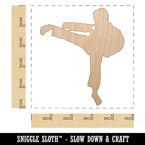 Martial Arts Karate Kick Solid Unfinished Craft Wood Holiday Christmas Tree DIY Pre-Drilled Ornament Sniggle Sloth