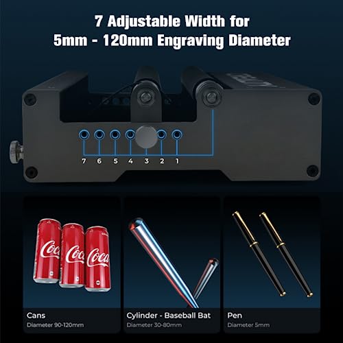 Laser Rotary Roller, Creality 360° Laser Engraver Y-axis Rotary Module for Engraving Curved Surface Objects, Diameter 5mm to 120mm Cylindrical & Creality